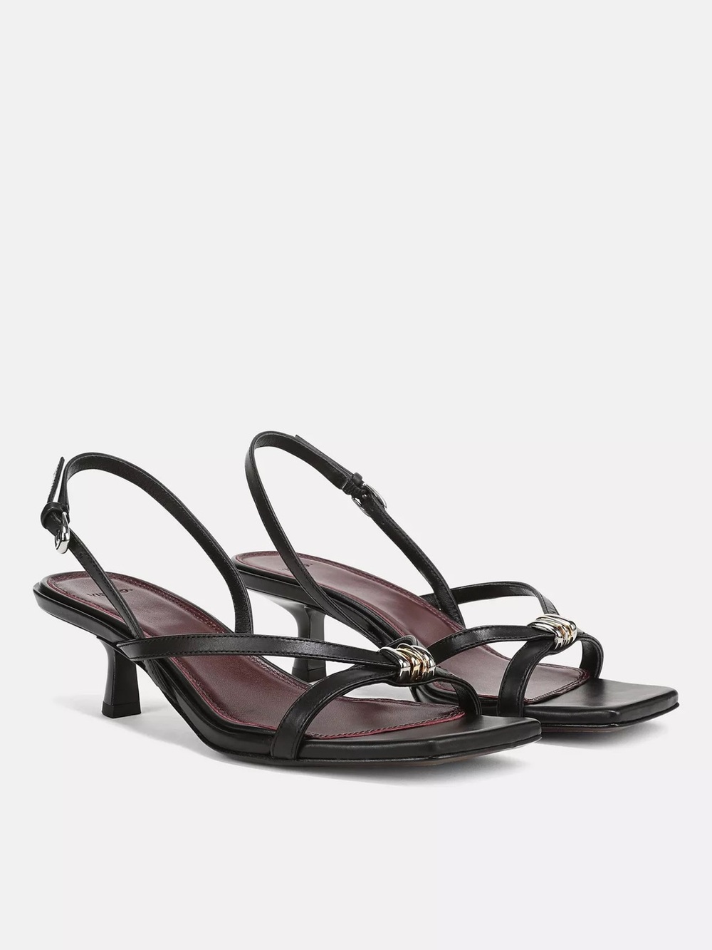 Vince Tali Black Leather Slingback Sandals Heels 7.5